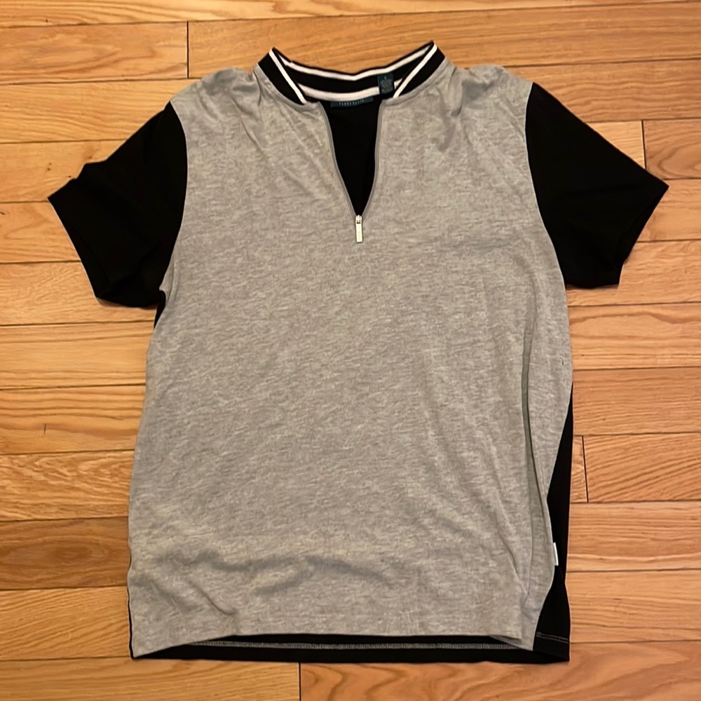 Mens Perry Ellis Zip up T shirt